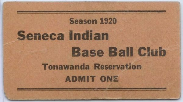 1920 Seneca Indian Base Ball Club Ticket